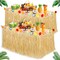 Luau Party Decorations, Hawaiian Party Decorations, Gold Hawaii Table Skirt 53" X 29.5" (Gold-01)